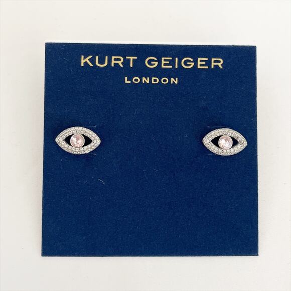 FREE SHIPPING!!! KURT GEIGER London CZ Pave Evil Eye Stud Earrings Set Crystals